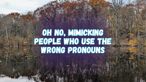 Oh no, mimicking people who use the wrong pronouns