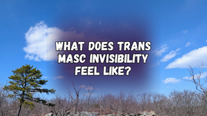 What does trans masc invisibility feel like, with a photo of blue sky, clouds, and trees on the horizon