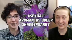 Photos of Beks and Rey from the video, two light skinned people with short hair, smiling as they talk enthusiastically